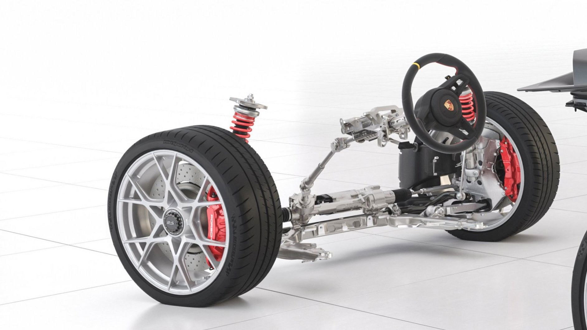 MacPherson strut suspension on a 718 Spyder RS