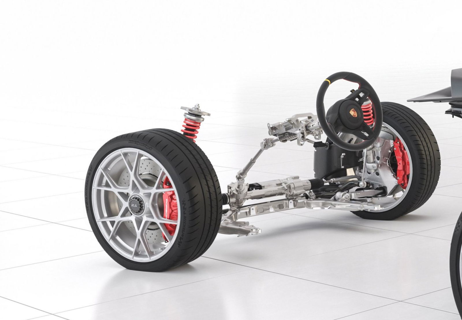 MacPherson strut suspension on a 718 Spyder RS