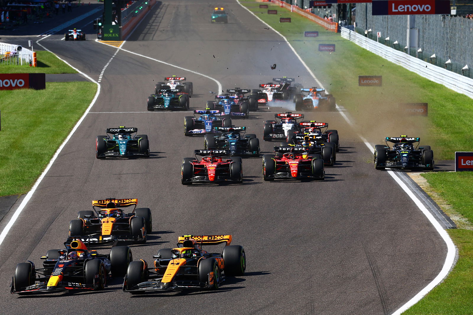 The first corner of the 2023 Japanese Grand Prix at Suzuka