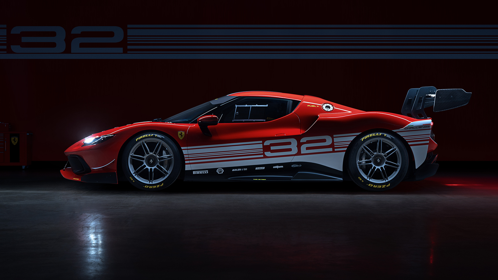 Ferrari says the 296 Challenge produces over 870kg of downforce at 155mph
