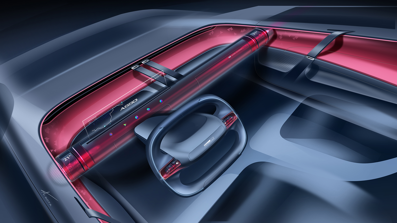 That screen rolls up when you're driving the car.