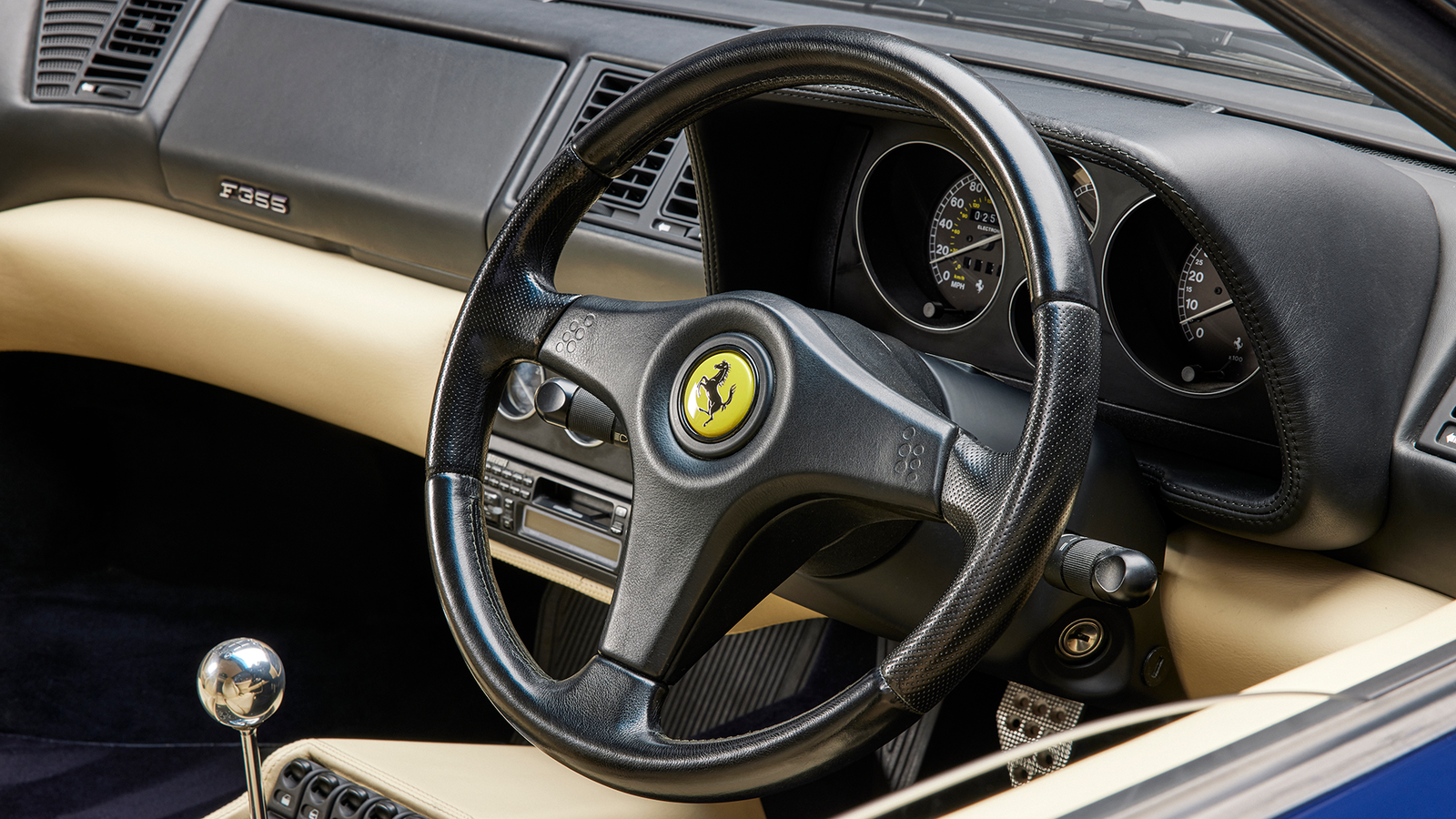 The early, airbagless Momo steering wheel is a work of art in itself
