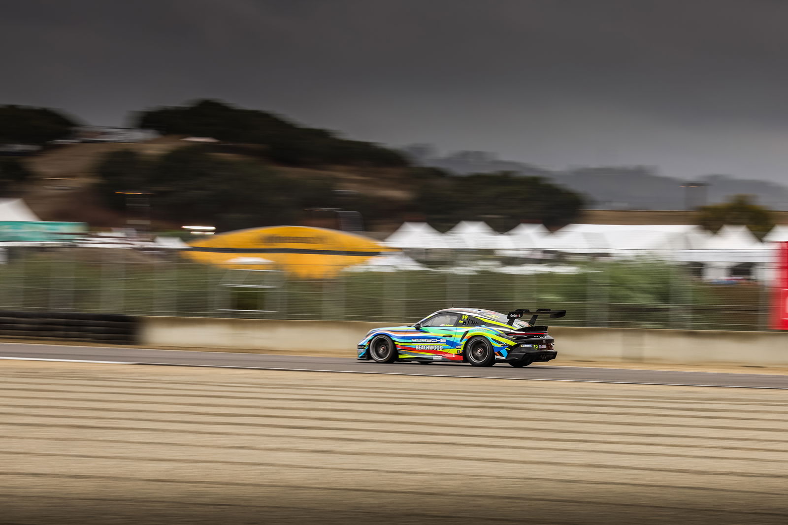 A Porsche Carrera Cup car at Laguna Seca