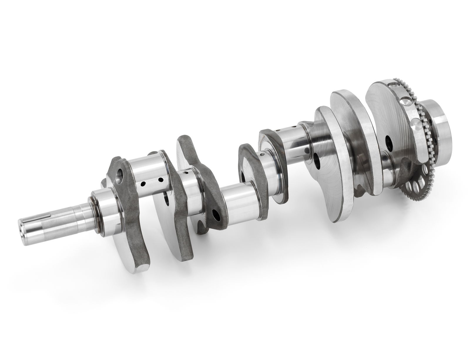 Cross-plane crankshaft from a 2015 Chevrolet Corvette Z06