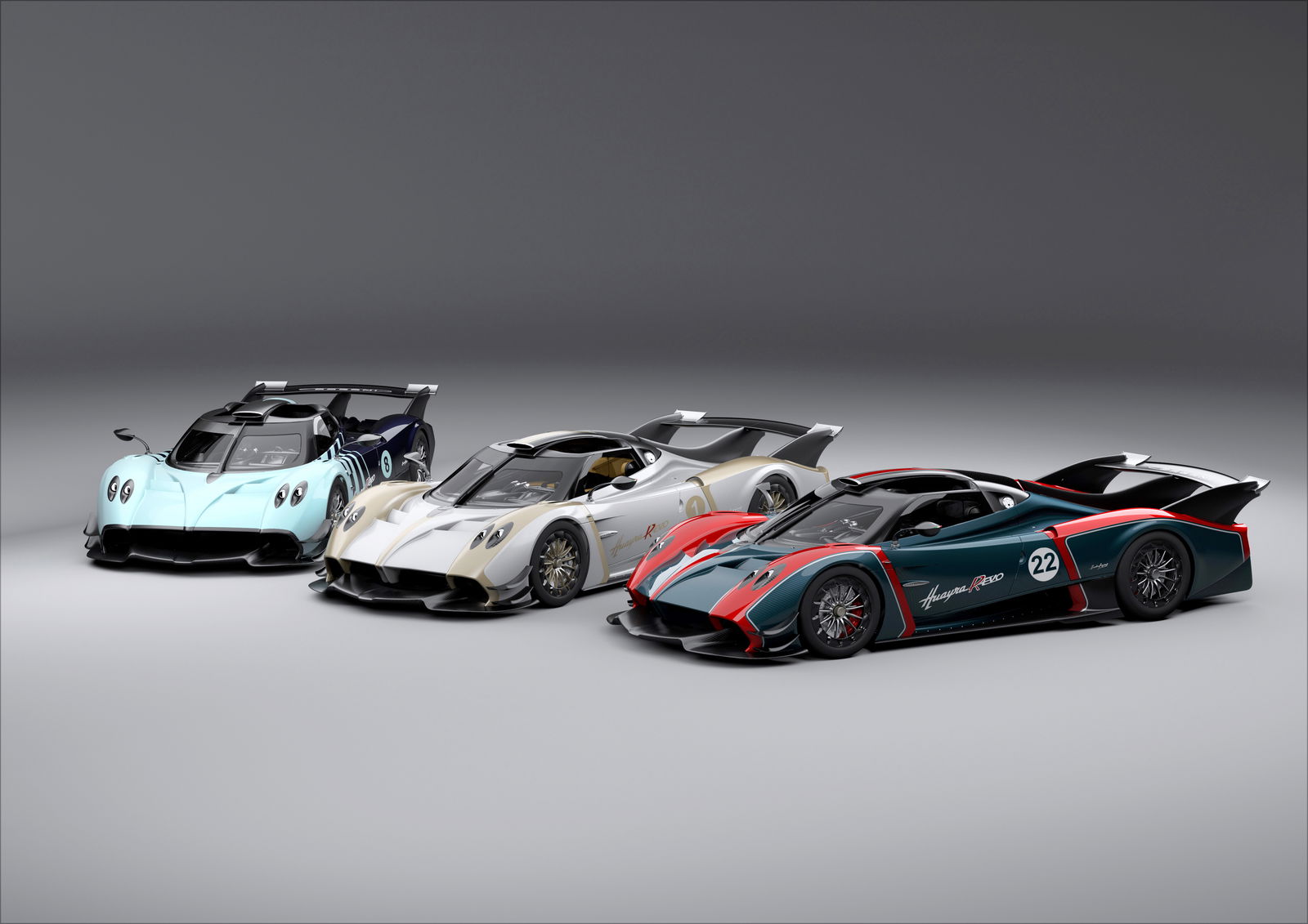 Three Pagani Huayra R Evos