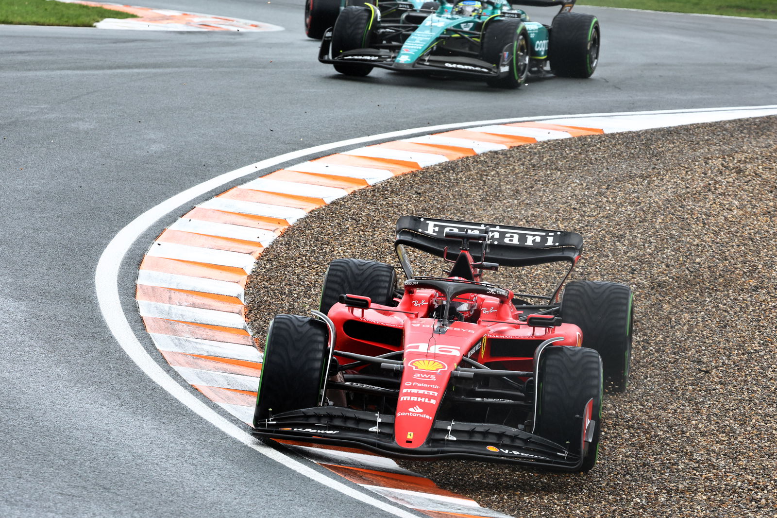 Ferrari's Charles Leclerc going off track at the Dutch GP