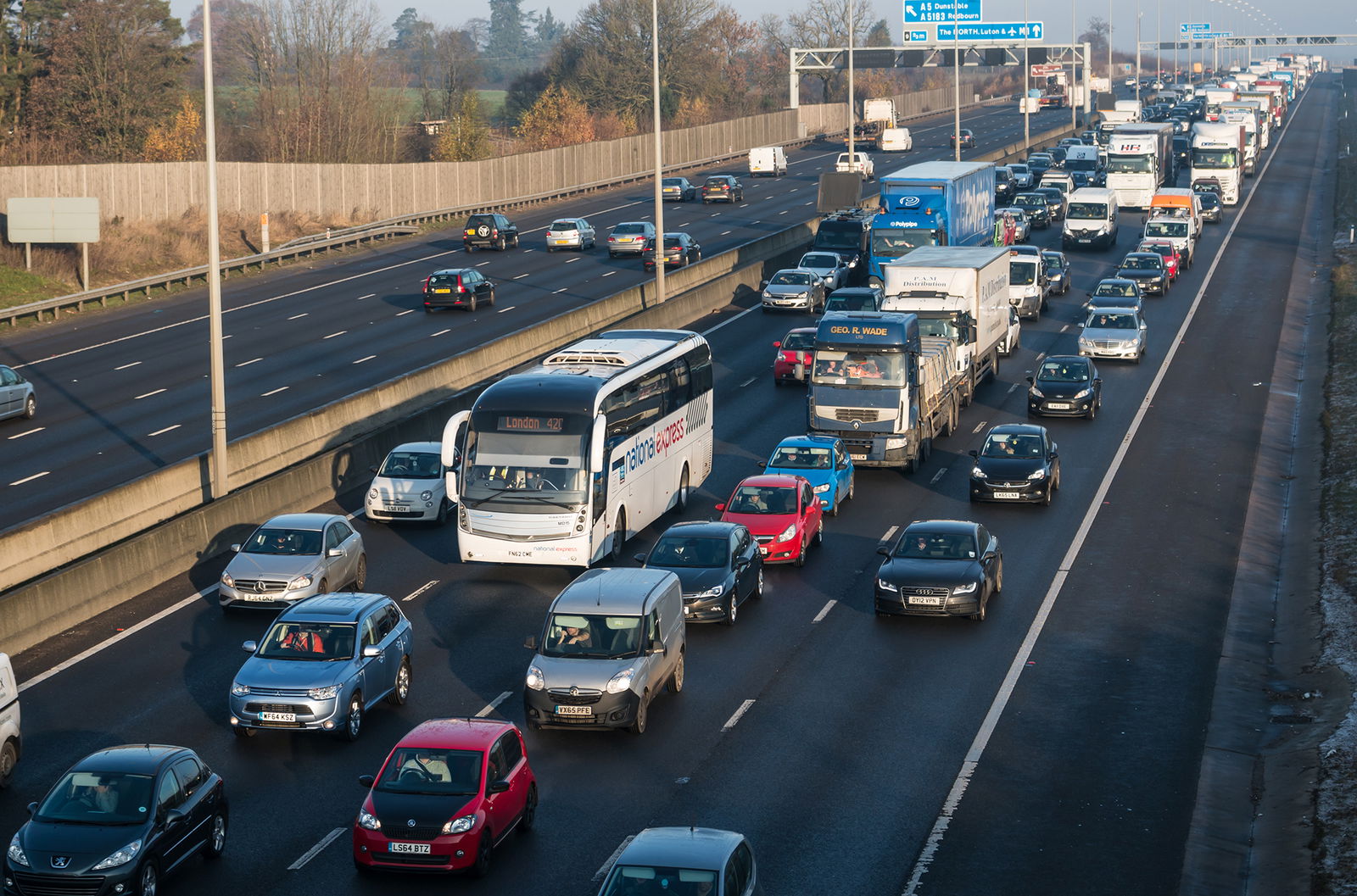 The M1 motorway, with the usual amount of traffic