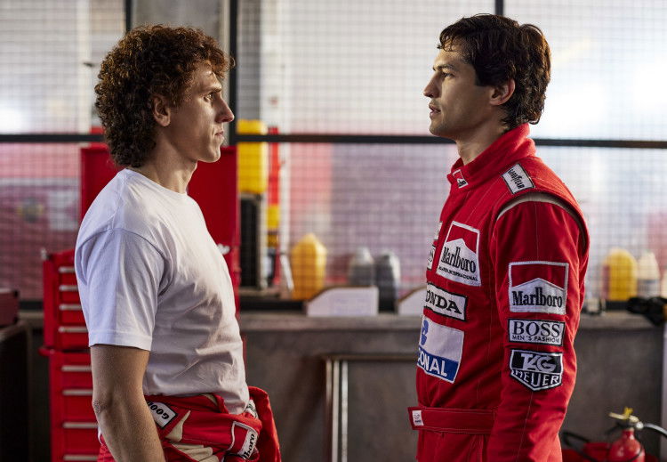Matt Mella as Alain Prost and Gabriel Leone as Ayrton Senna in Senna