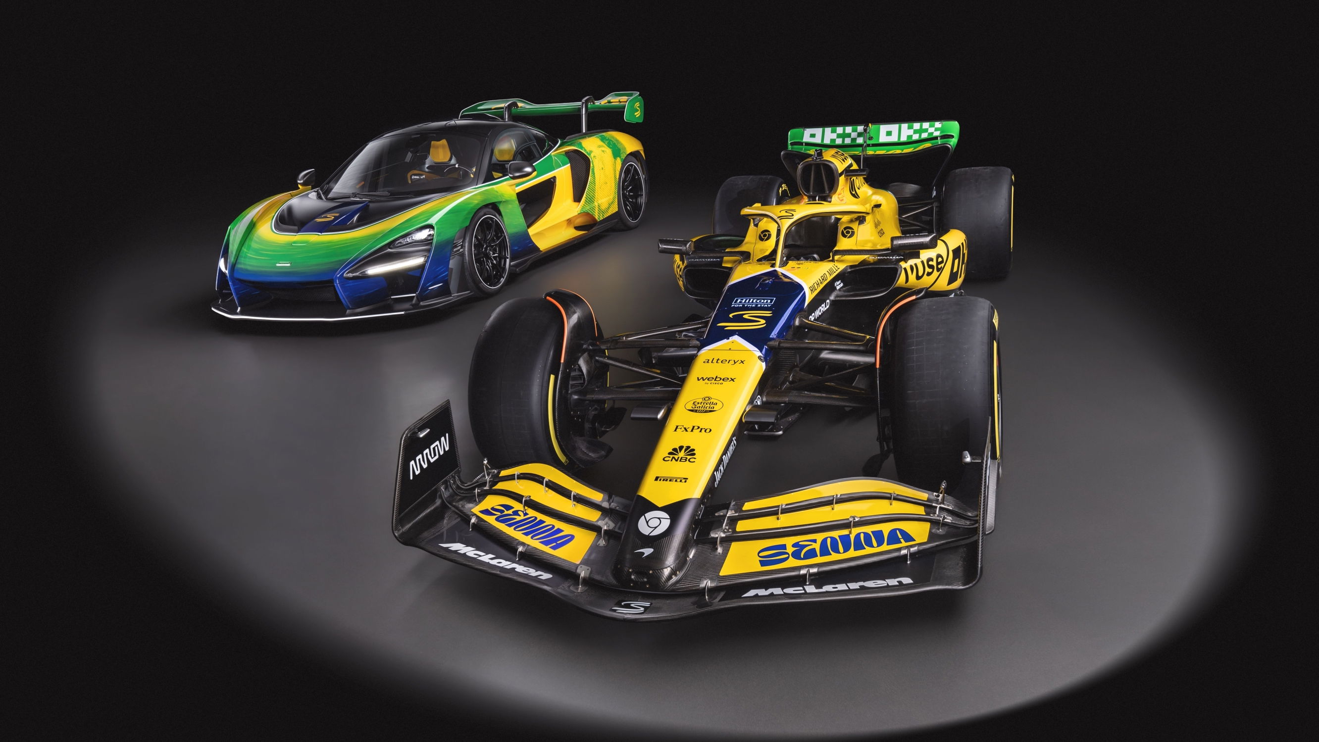 McLaren Senna and MCL38 in 'Senna Sempre' livery