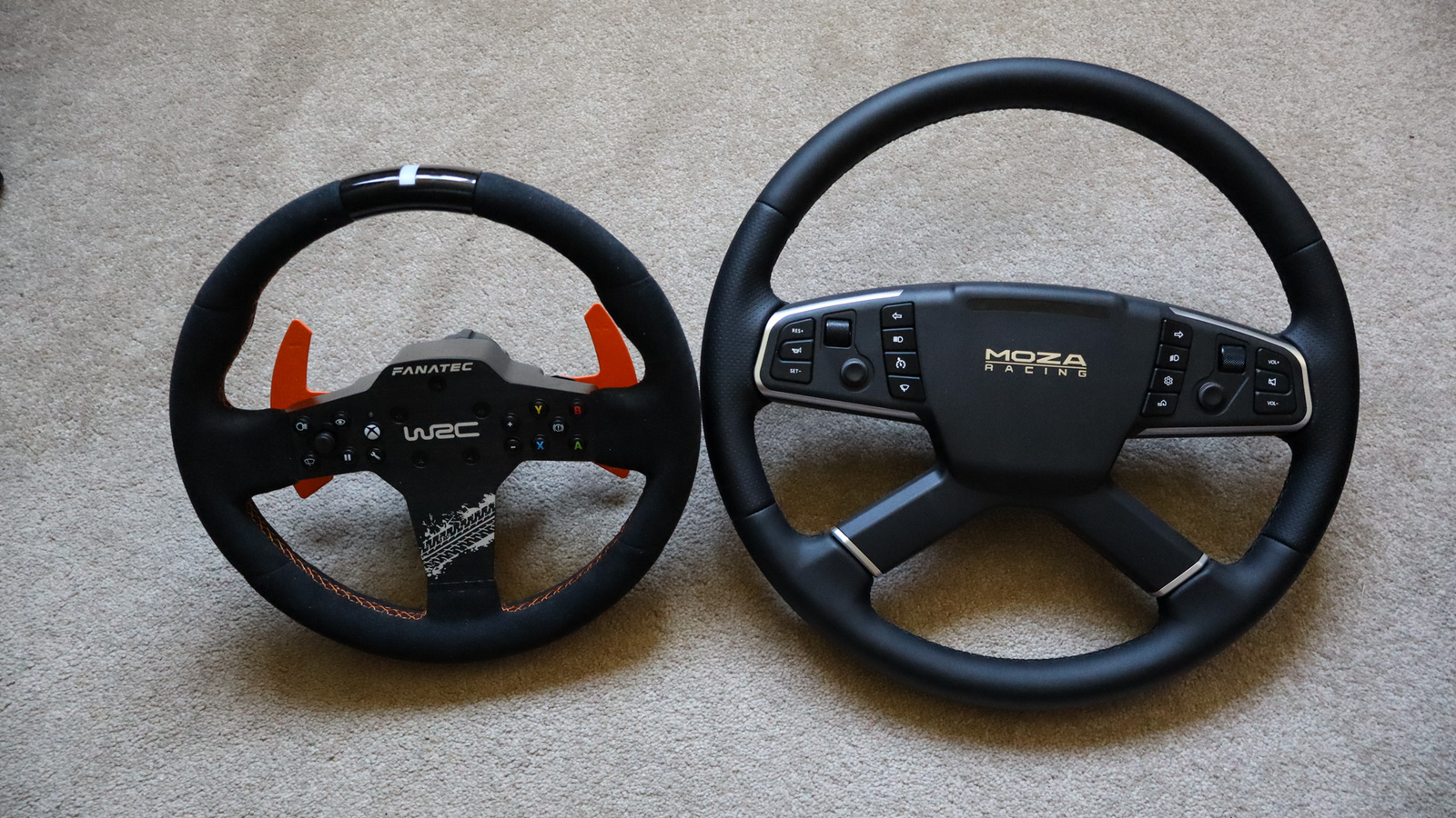 Moza TSW Truck Wheel, compared with 300mm Fanatec WRC Wheel