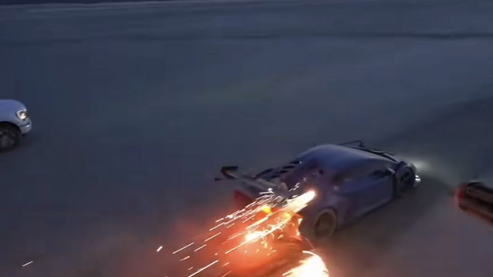 A still from a TikTok showing the stunt in question
