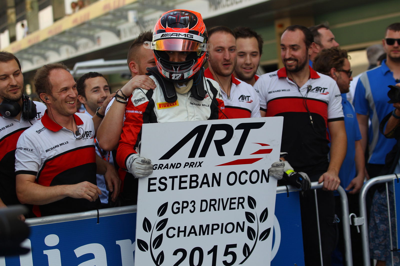 Esteban Ocon following his 2015 GP3 Championship win