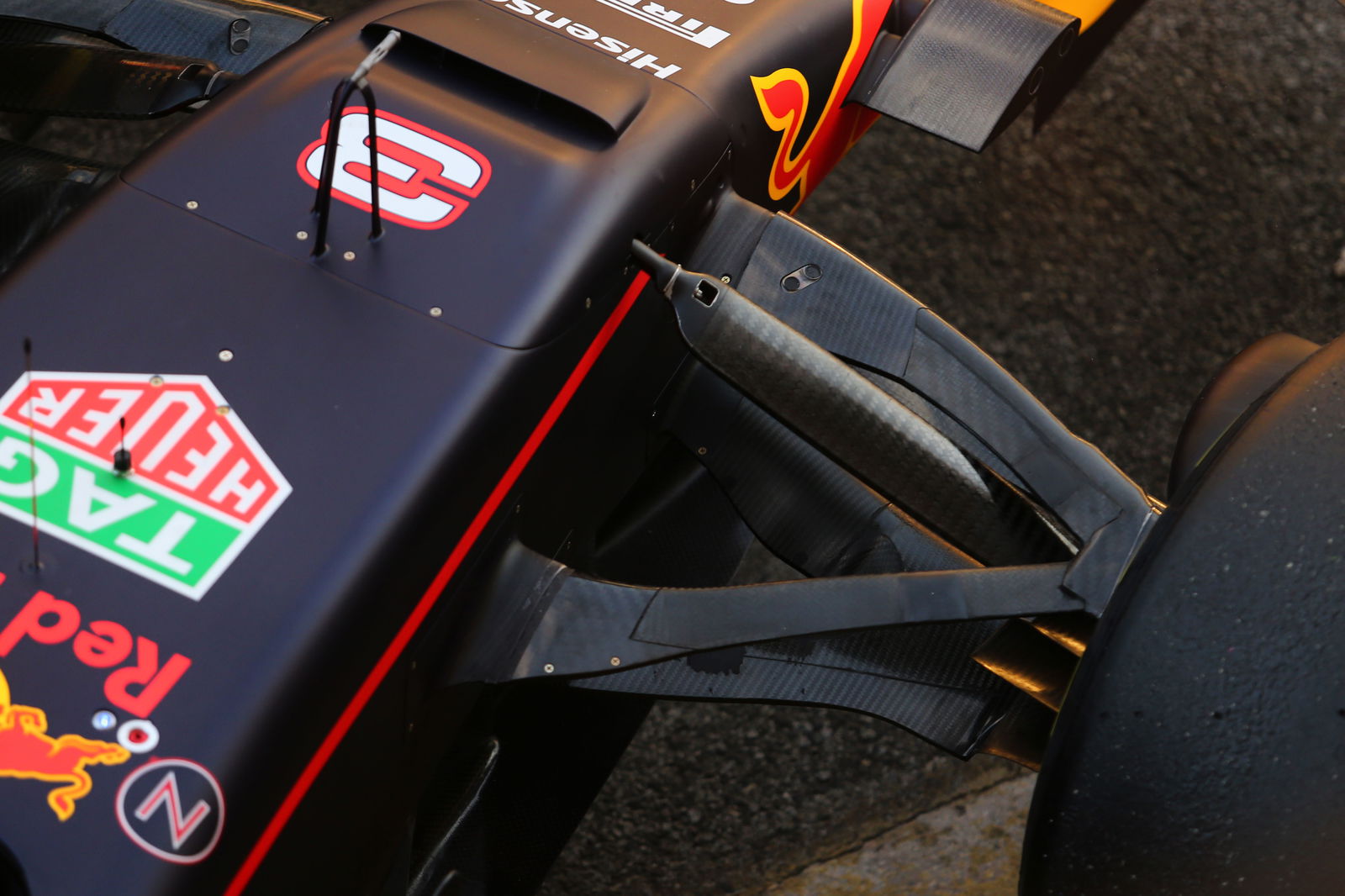 F1 cars use a complex double-wishbone setup