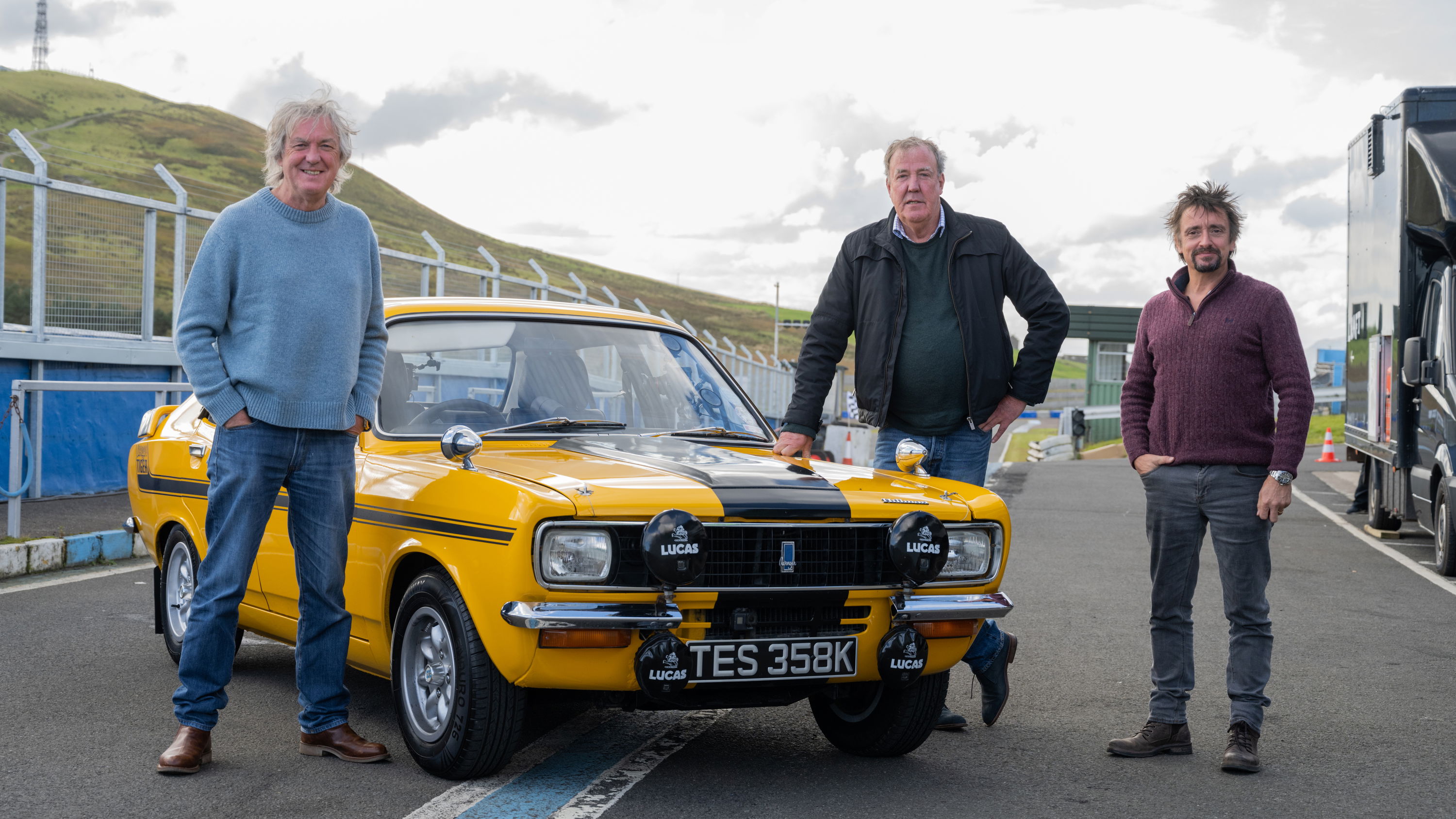 May, Clarkson and Hammond in The Grand Tour: Lochdown
