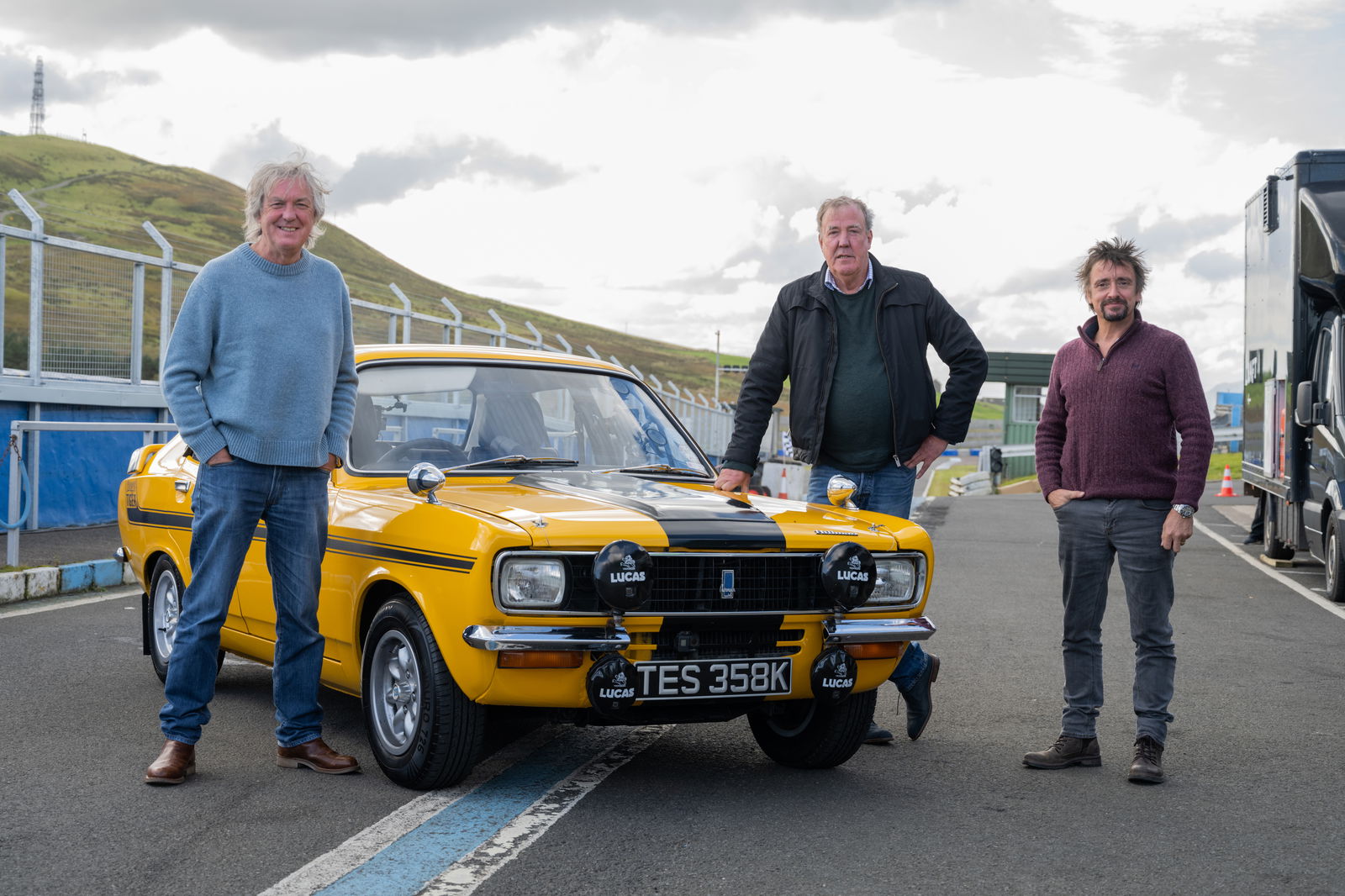May, Clarkson and Hammond in The Grand Tour: Lochdown