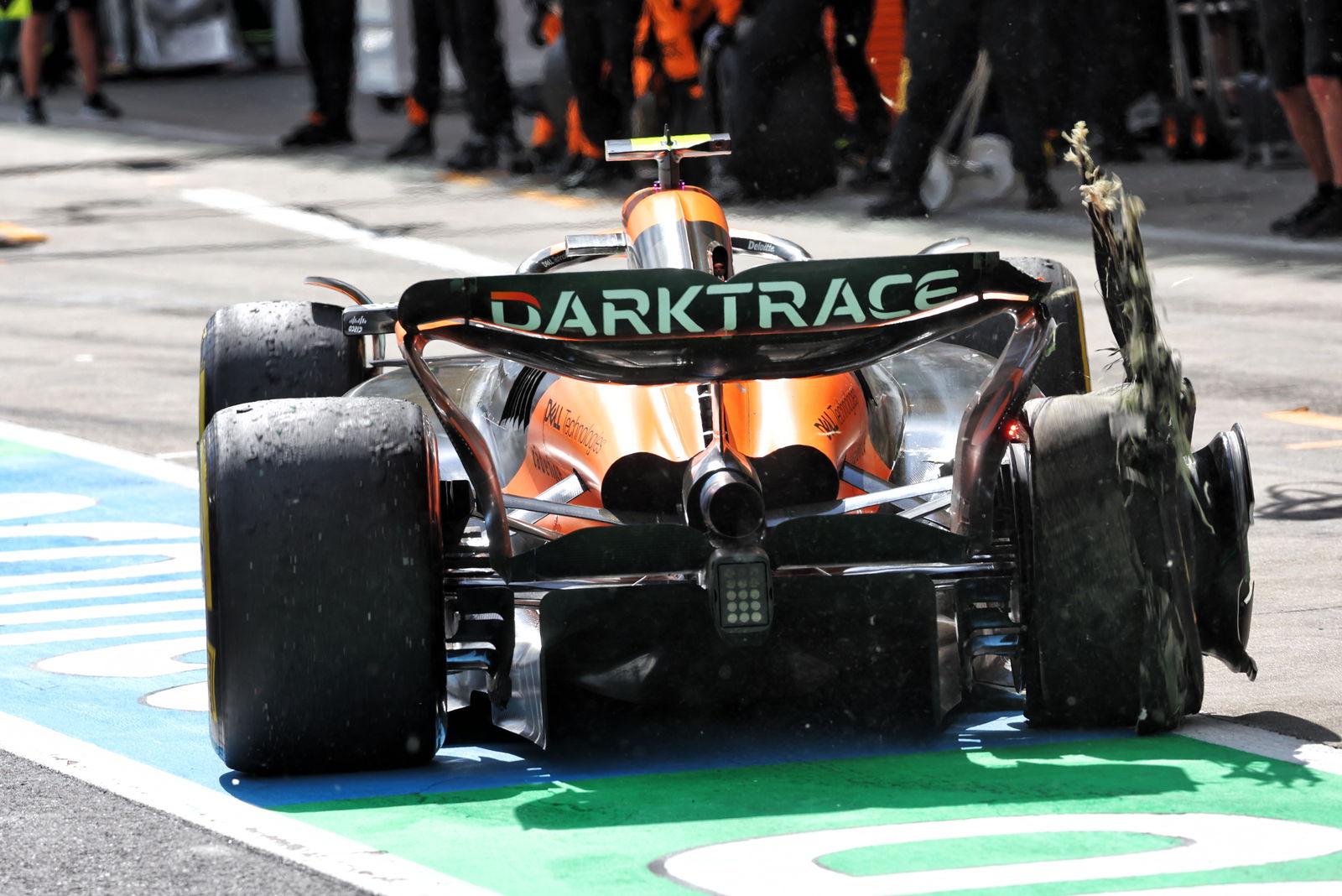 Lando Norris following contact with Max Verstappen at the 2024 Austrian Grand Prix