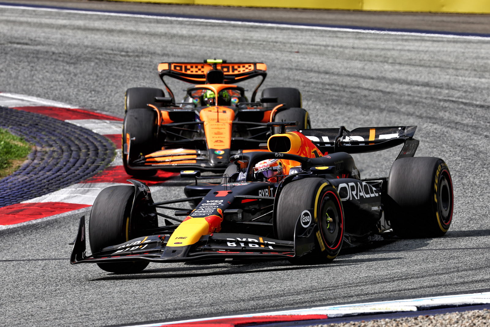 Max Verstappen leads Lando Norris at the 2024 Austrian Grand Prix