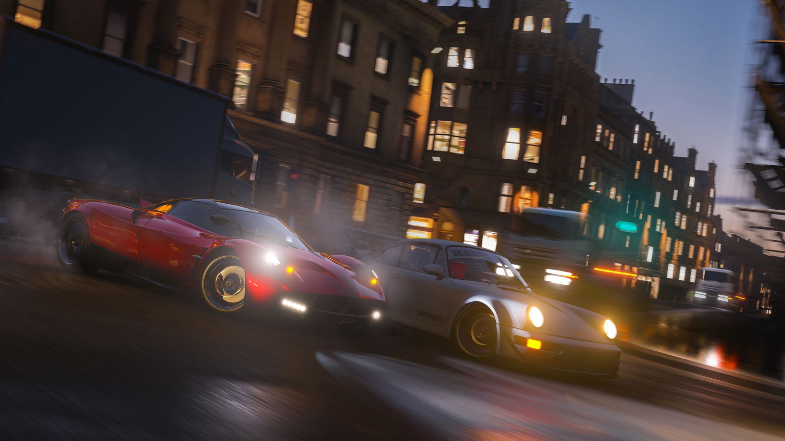 Pagani Huayra and Hoonigan RWB Porsche 911, Forza Horizon 4