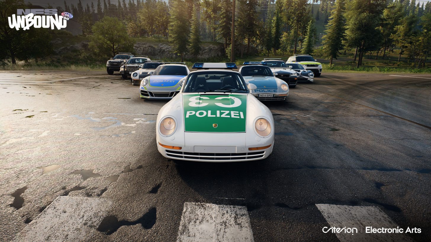 A selection of police cars in Need for Speed Unbound