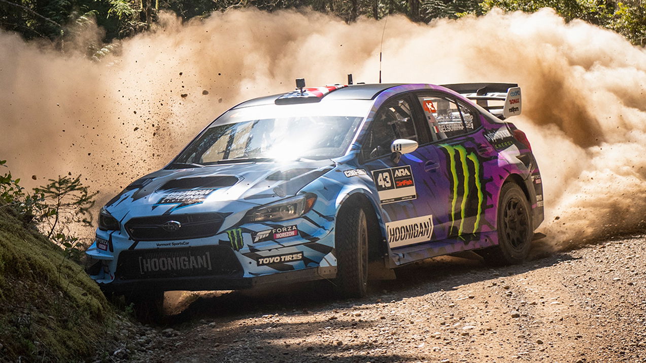 Ken Block in his 2021 Subaru WRX STI rally car