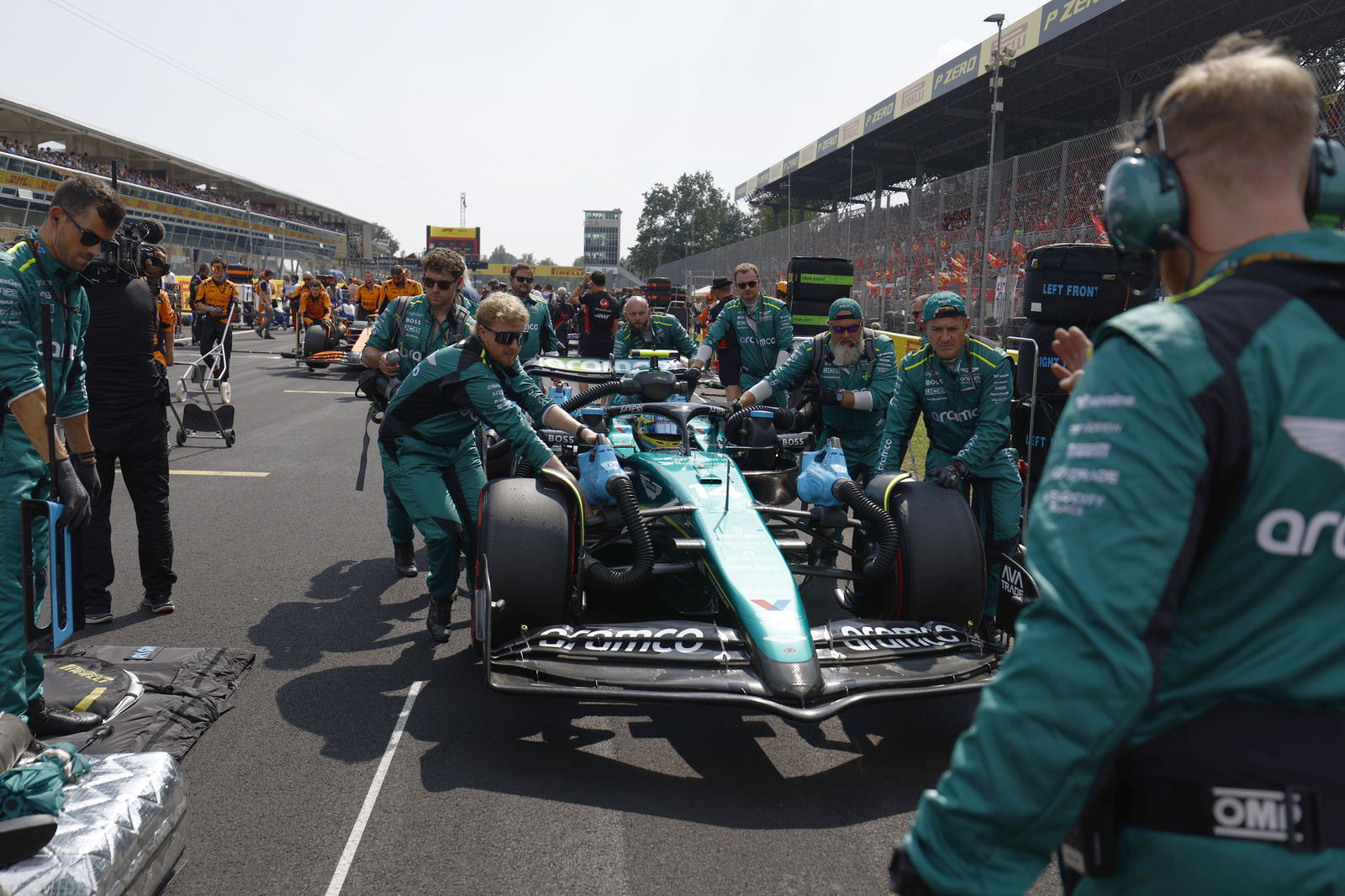 Fernando Alonso lining up on the grid at the Italian GP