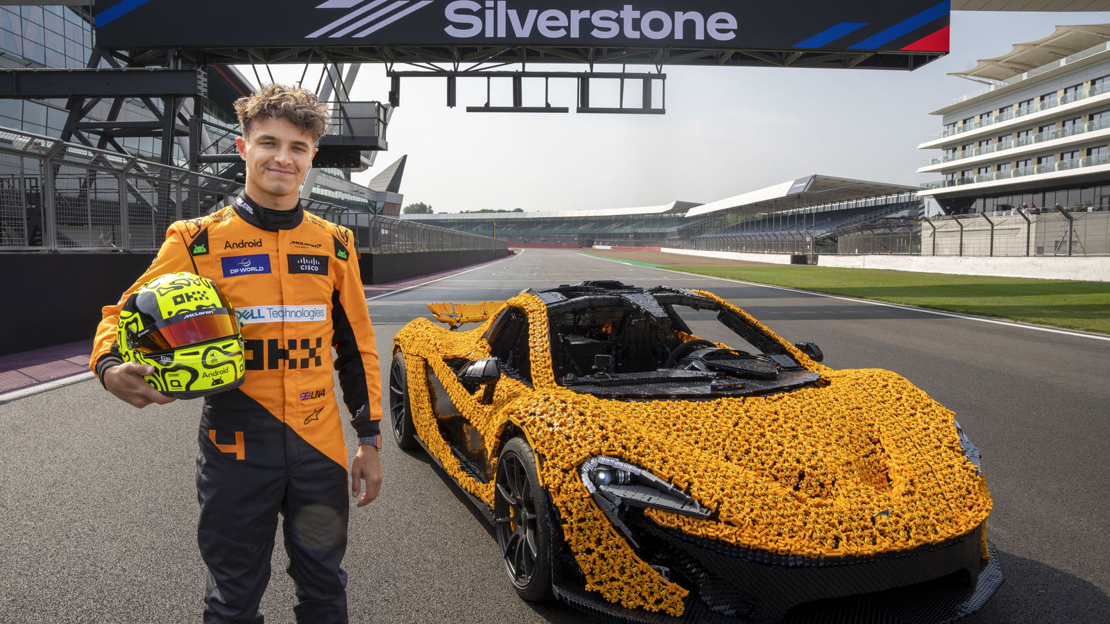 Lando Norris with Lego McLaren P1