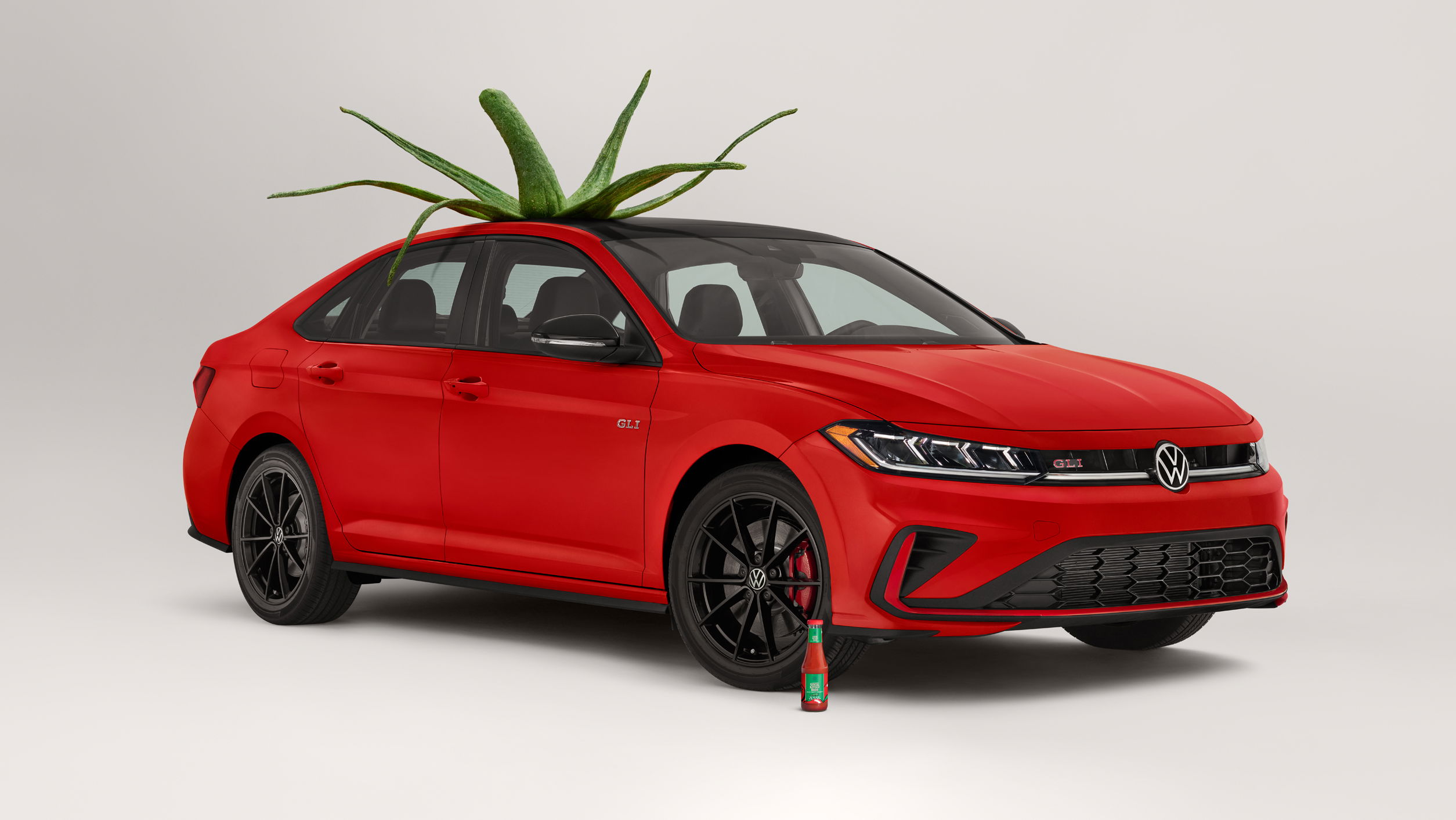 A VW Jetta in tomato form