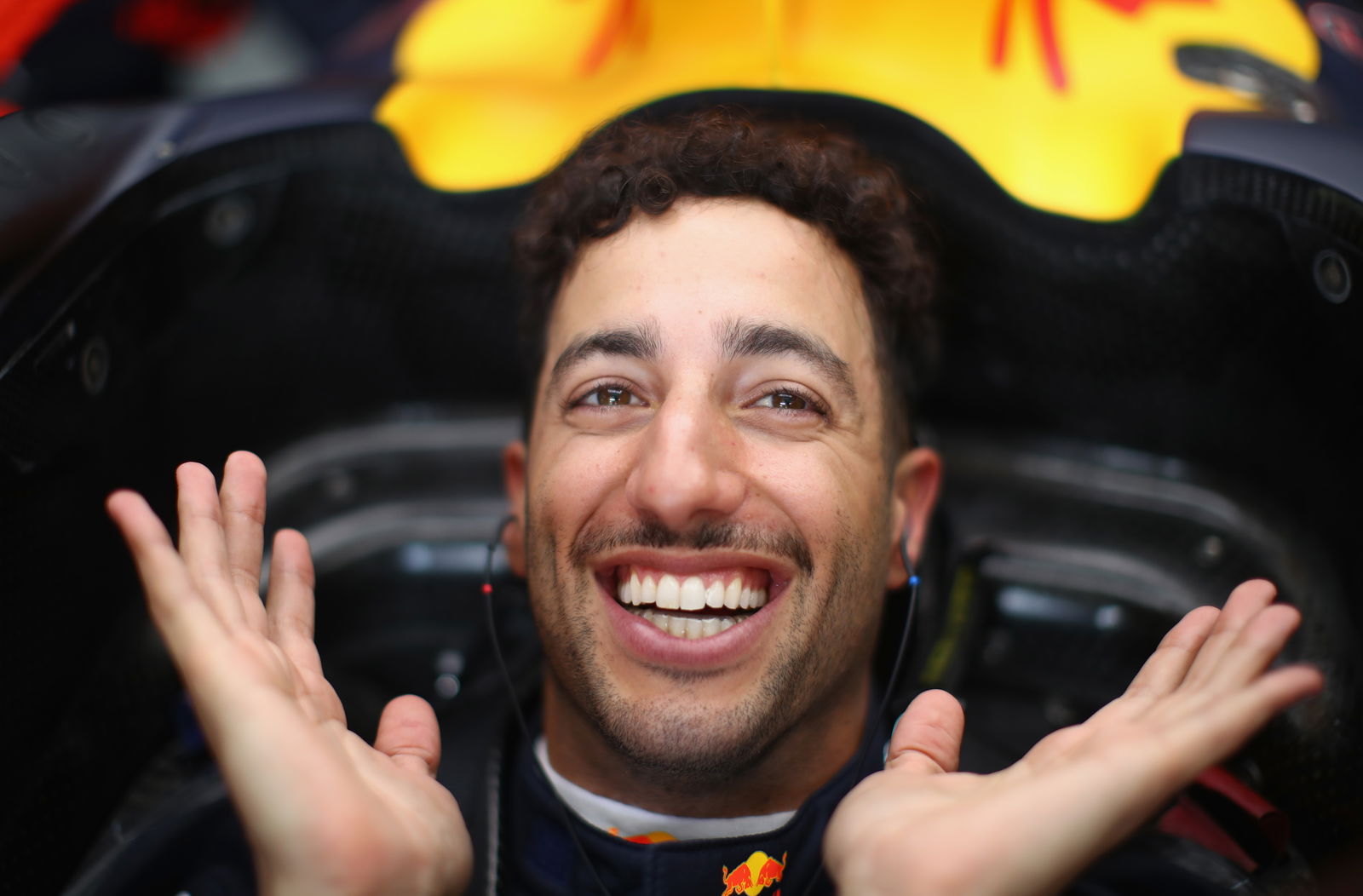 Daniel Ricciardo in a Red Bull F1 car cockpit