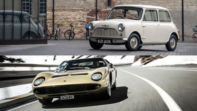 Morris Mini and Lamborghini Miura