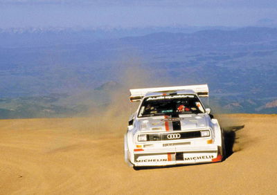An Audi Quattro S1 competes at Pikes Peak in 1987