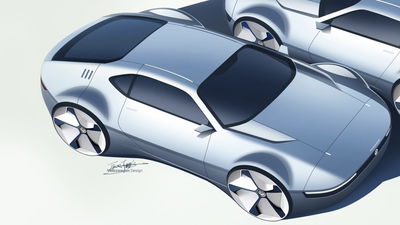 VW EV sports car design sketch - front