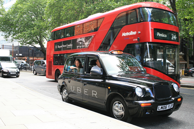 UberTAXI allows black cabs to be called through the app. Image via Uber/Facebook