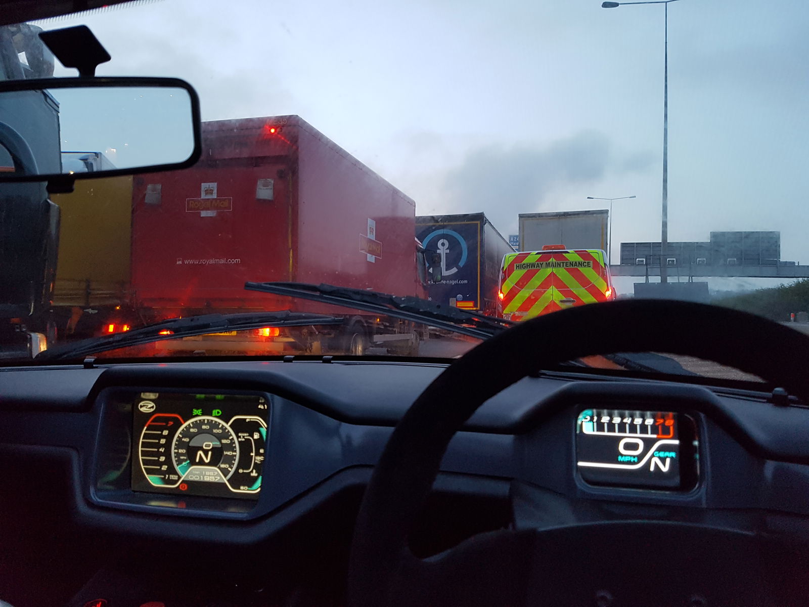Our swift progress halted by a massive truck fire.