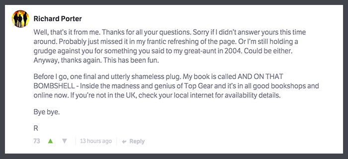 Former Top Gear Script Editor Richard Porter Reveals All In This Brilliant CT AMA 