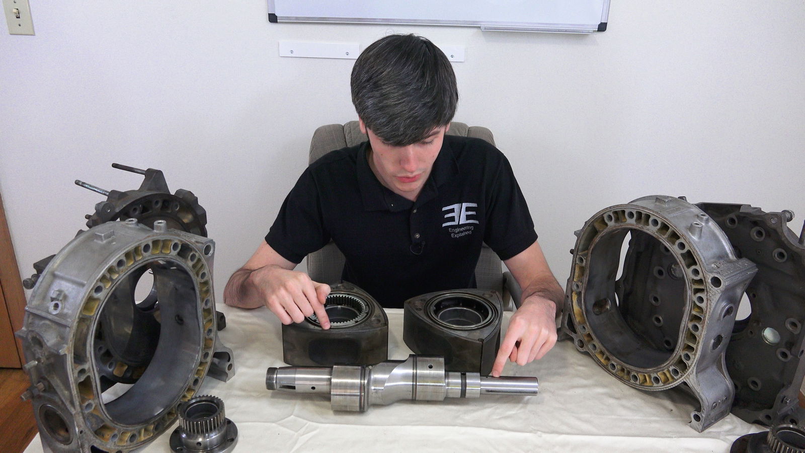 Just three major moving parts in a two-rotor Wankel engine