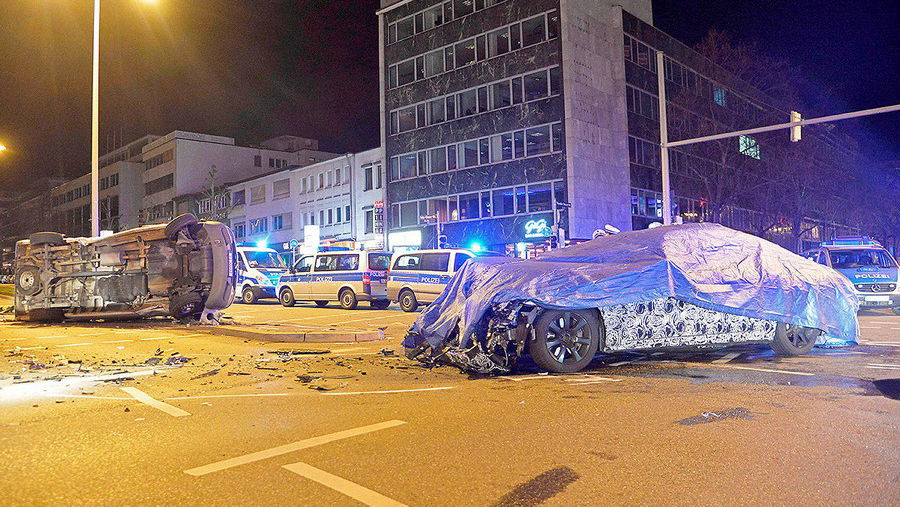 A BMW 7-Series Prototype Just Flipped A Police Van 