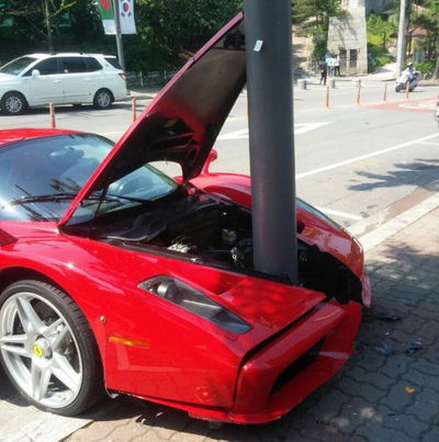 This Ferrari Enzo Was So Hungry, It Ate A Telegraph Pole 