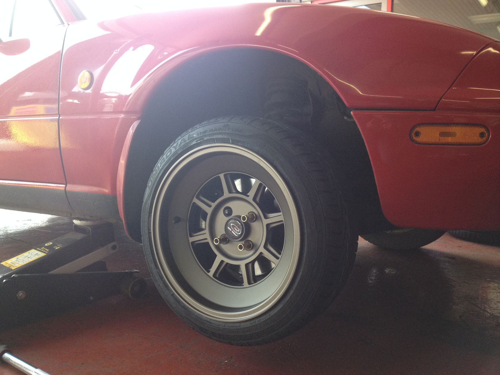 Wheel #1 is on. Just needs the final bolt
