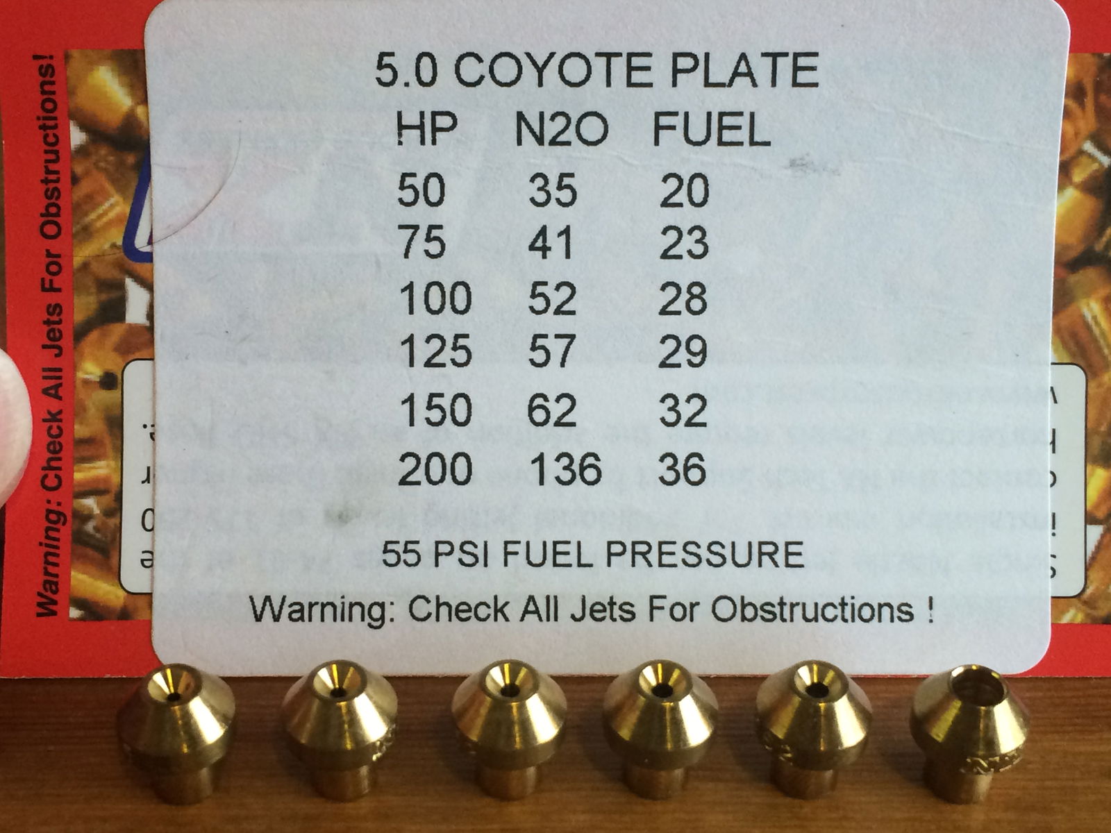 Brass Jets: 35-136 N2O Jets Shown
