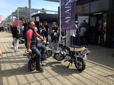 The best way to get around the track is on little motorbikes like these