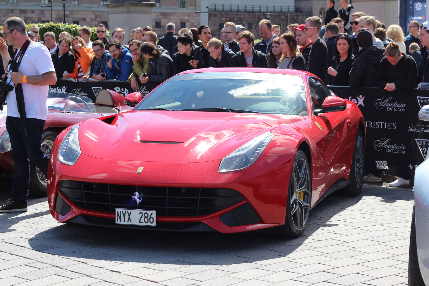 A Ferrari F12 awaiting its official stickers