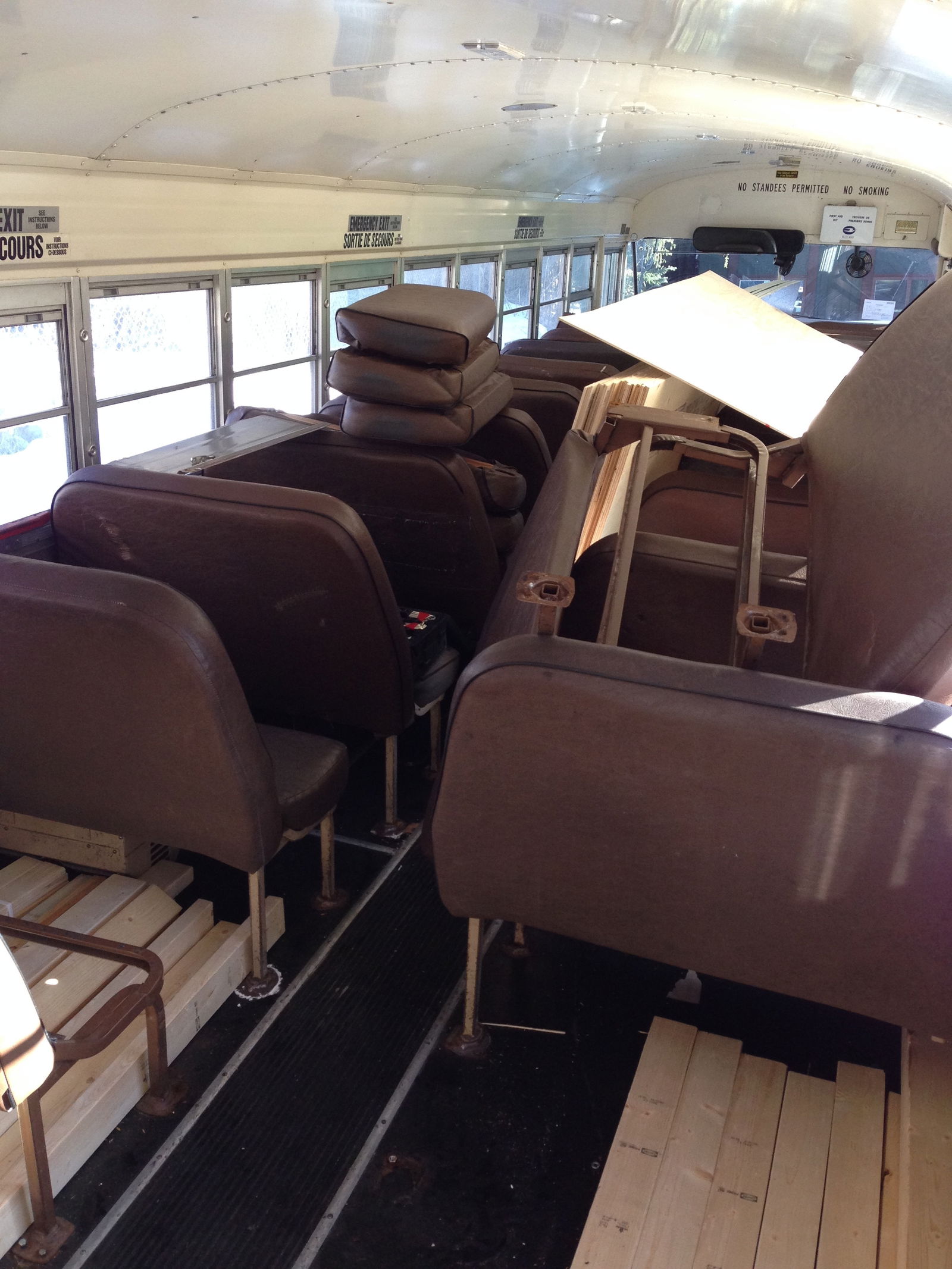 Loading up the bus with all the materials needed for the conversion.