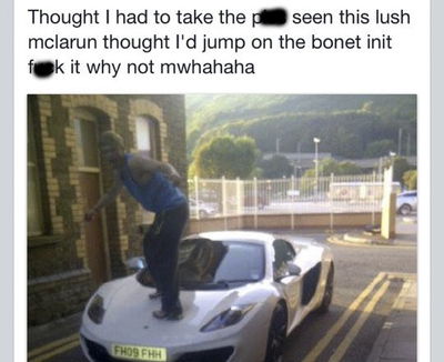 The Idiot Who Proudly Stood On The Bonnet Of Another Man's McLaren Caused £11,000-Worth Of Damage 