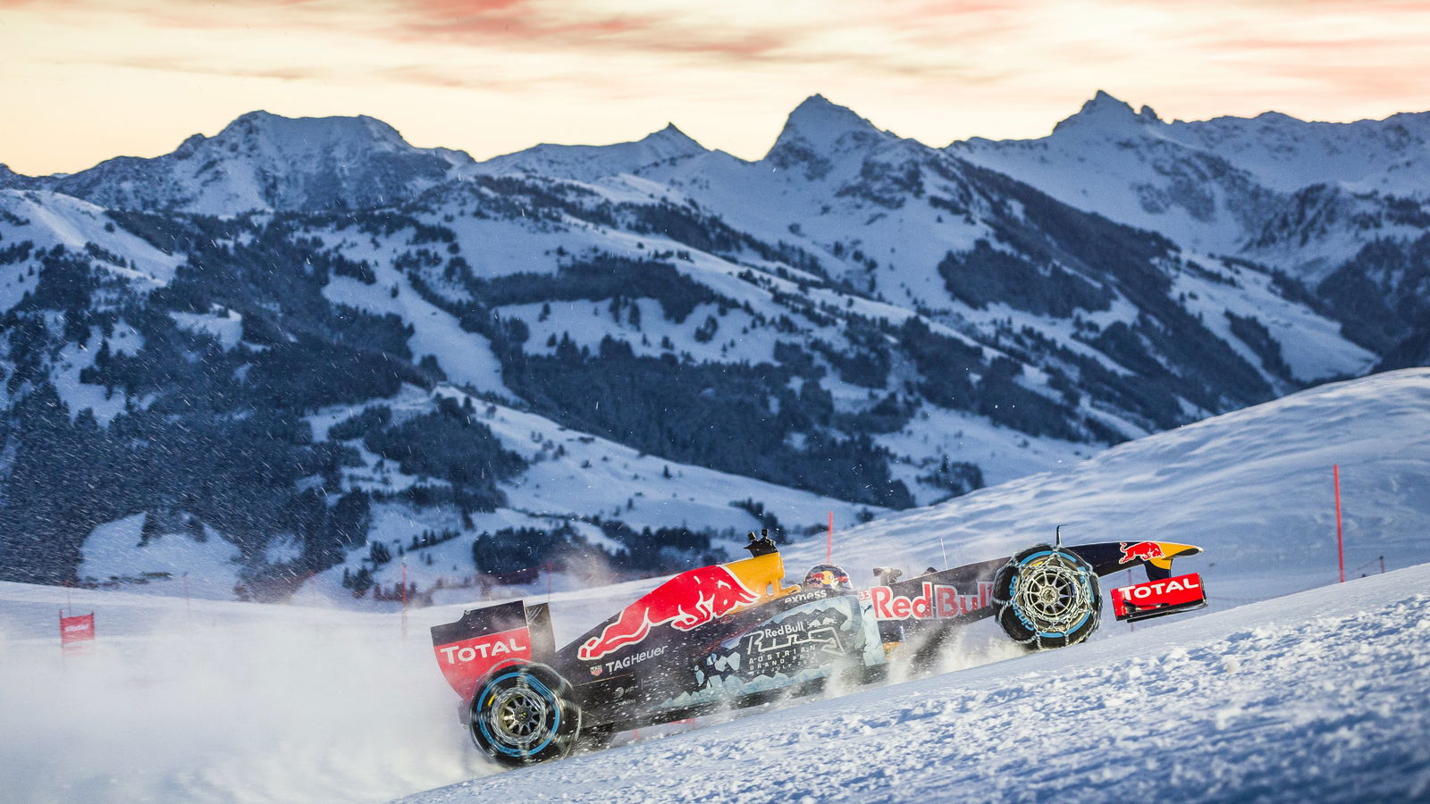This Is What Happens When You Put Snow Chains On An F1 Car And Send It Up A Ski Slope