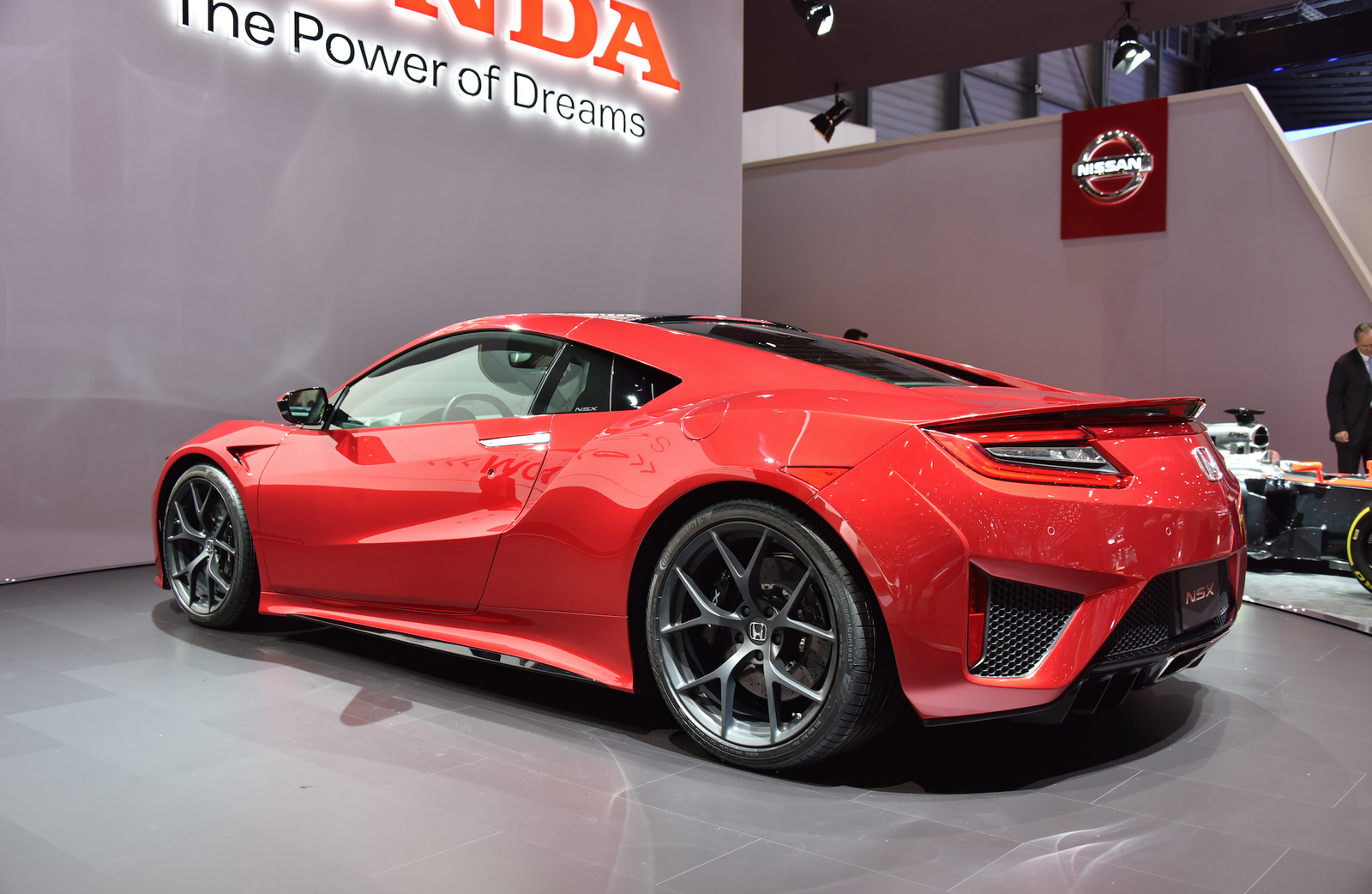 The NSX's engine is a longitudinally-mounted twin-turbo V6
