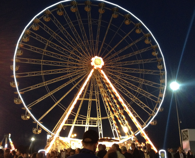 With Le Mans cloaked in darkness, a great thing to do is to go up on the big wheel, which costs only 7 euros