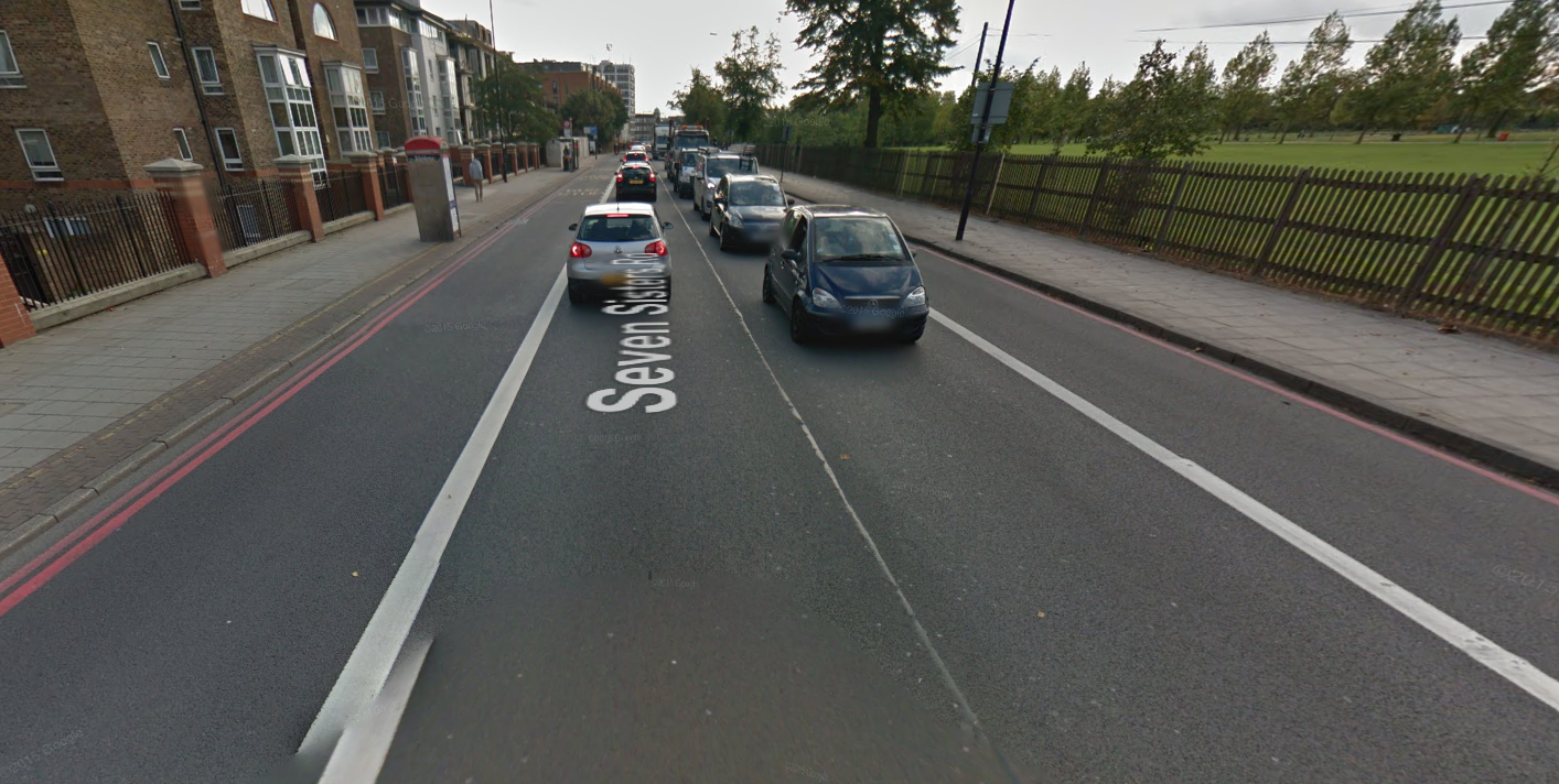 A section of unmarked road in London