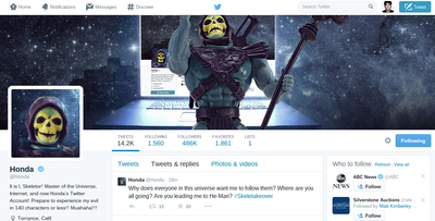 Update: Either Honda Has Been Hacked By Skeletor Or This Is The Best Publicity Stunt Ever