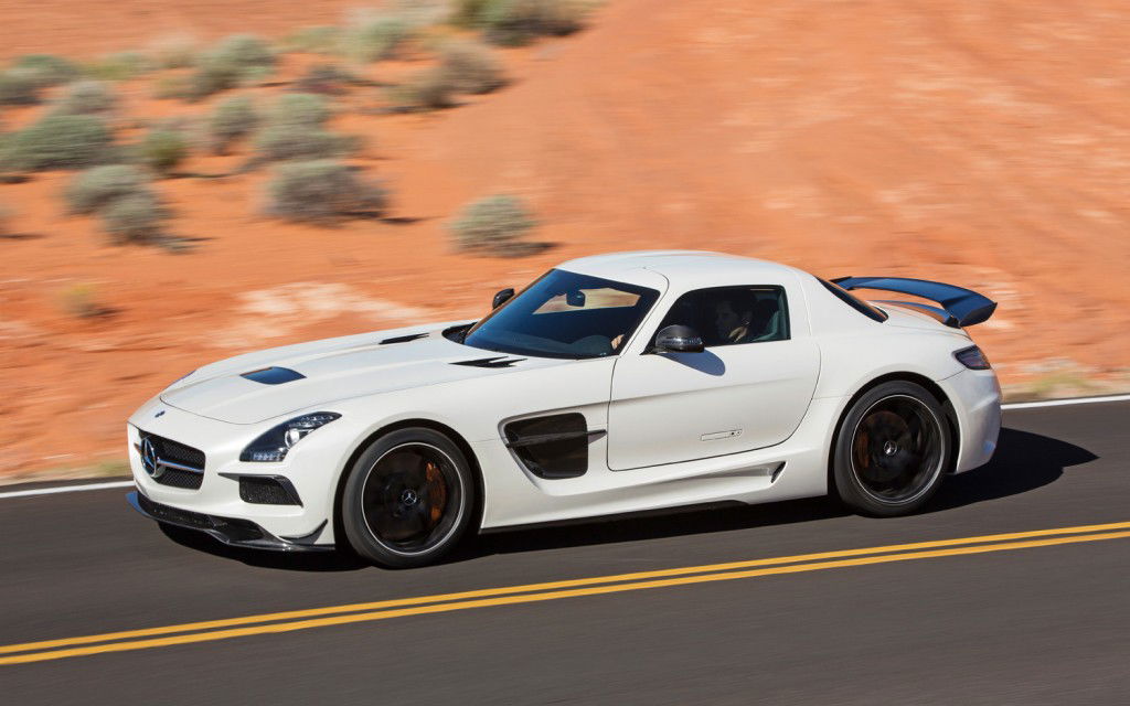 The SLS Black Series redlines at 8000rpm and has a top speed of nearly 200mph
