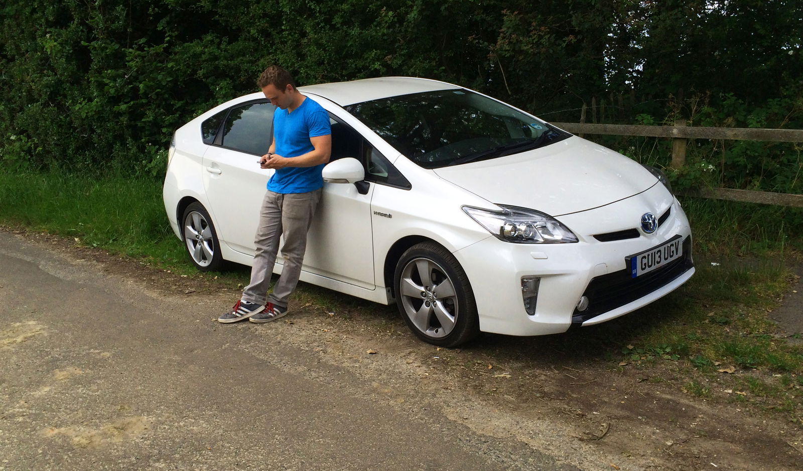 CT Editor Alex anxiously checks for new Twitter followers whilst the Prius catches its Hybrid breath